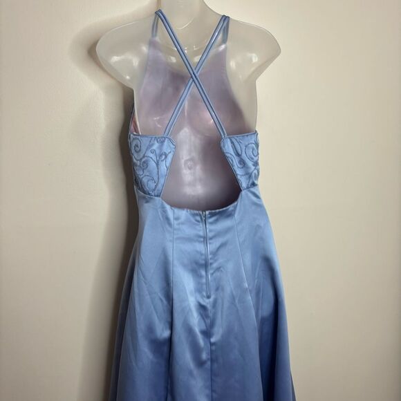 Vintage 1990s Be smart made in USA formal prom grown size 7/8 blue beaded dresss - Picture 3 of 10